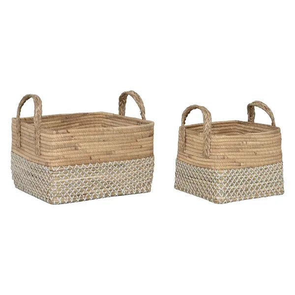 Grozs Home ESPRIT Balts Dabisks Gaiši brūns PVC Jūraszāle niedres 43 x 38 x 36 cm 2 Daudzums