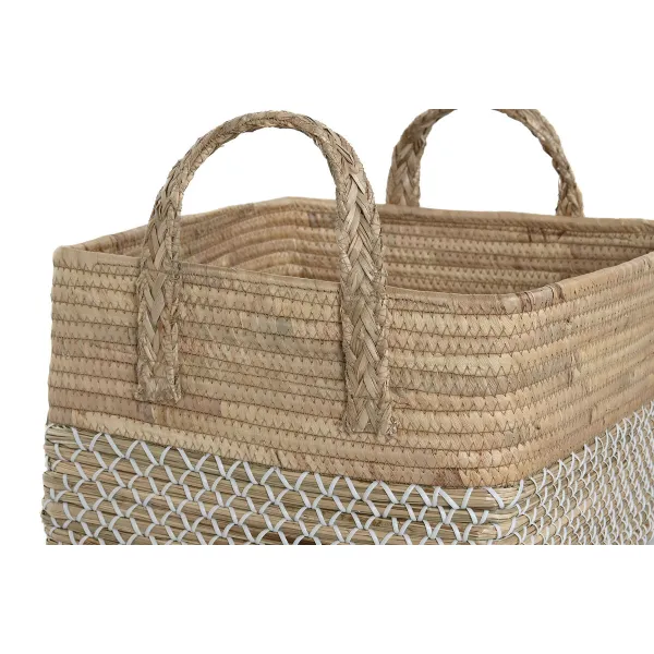 Basket set Home ESPRIT White Natural Light brown PVC Seagrass Rushes 43 x 38 x 36 cm 2 Pieces