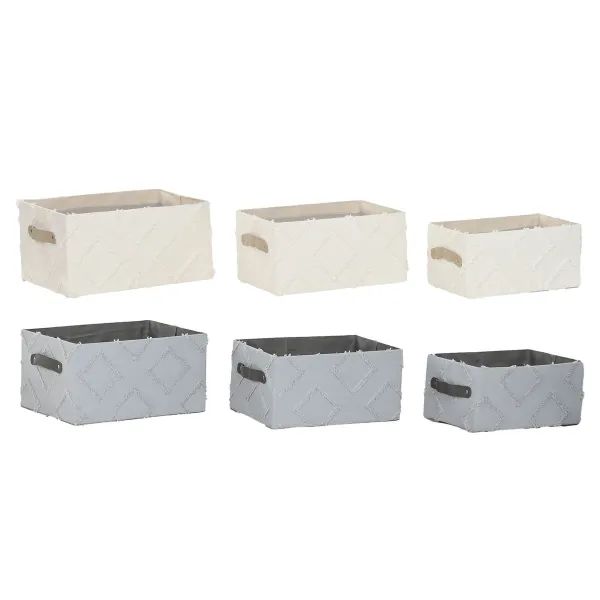 Набор корзин Home ESPRIT Серый Кремовый 35 x 25 x 18 cm 3 Предметы (2 штук)