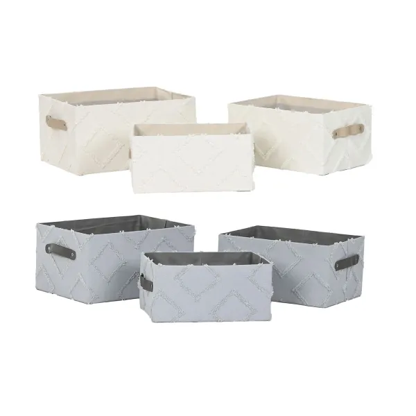 Набор корзин Home ESPRIT Серый Кремовый 35 x 25 x 18 cm 3 Предметы (2 штук)