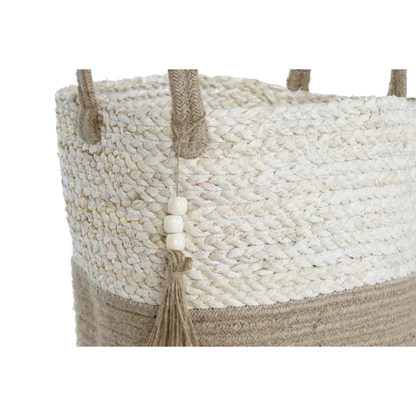 Набор корзин Home ESPRIT Натуральный Светло-коричневый Джут Кукурузное волокно современный 40 x 40 x 41 cm