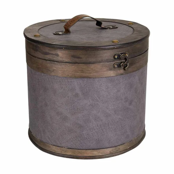 Tvertnes konteiners Alexandra House Living Brūns Pelēks PVC Koks Metāls 30 x 27 x 30 cm Apaļa