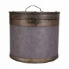 Sankosäiliö Alexandra House Living Ruskea Harmaa PVC Puu Metalli 30 x 27 x 30 cm Pyöreä