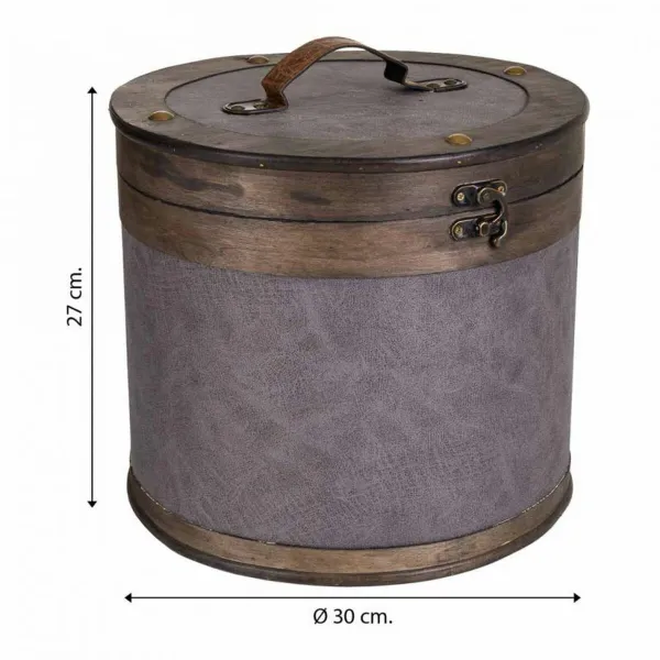 Bucket container Alexandra House Living Brown Grey PVC Wood Metal 30 x 27 x 30 cm Circular