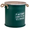 Bucket container Alexandra House Living Factory Green Hemp Metal Fir wood 35 x 35 x 37 cm With handles Circular