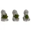 Koristekasvi Home ESPRIT Polyetyleeni Sementti Buddha Itämainen 8,5 x 7 x 11 cm (3 osaa)