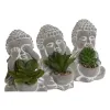 Koristekasvi Home ESPRIT Polyetyleeni Sementti Buddha Itämainen 8,5 x 7 x 11 cm (3 osaa)