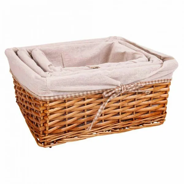 Set of Baskets Alexandra House Living wicker Willow wood 31 x 16 x 36 cm 30,5 x 26 x 14,5 cm 25,5 x 20 x 13 cm 3 Pieces