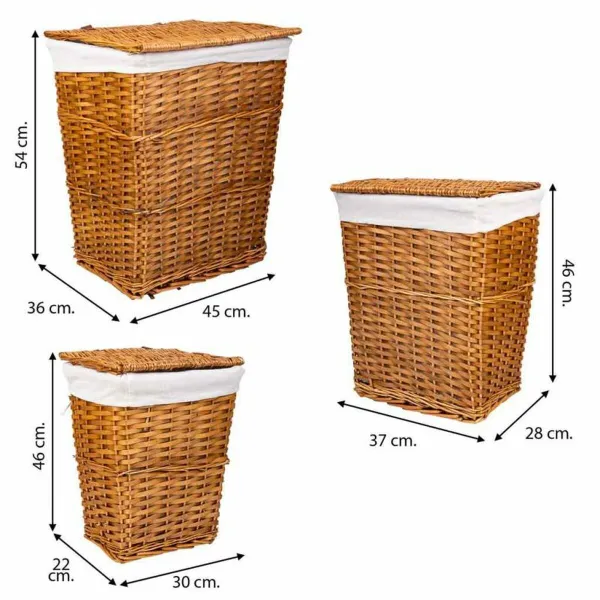 Laundry basket Alexandra House Living Brown 36 x 54 x 45 cm 37 x 28 x 46 cm 30 x 22 x 38 cm 3 Pieces