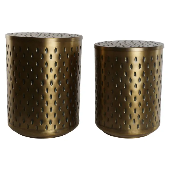 Dviejų staliukų rinkinys Home ESPRIT Auksinis Metalinis 43 x 43 x 54 cm