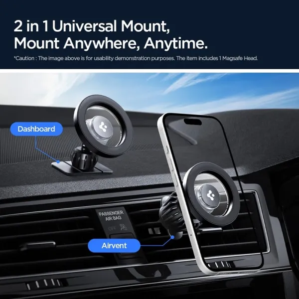 Spigen MFT13 Magnetic Dashboard & Vent Car Mount - Magnetic Car Holder MagSafe (Silver)
