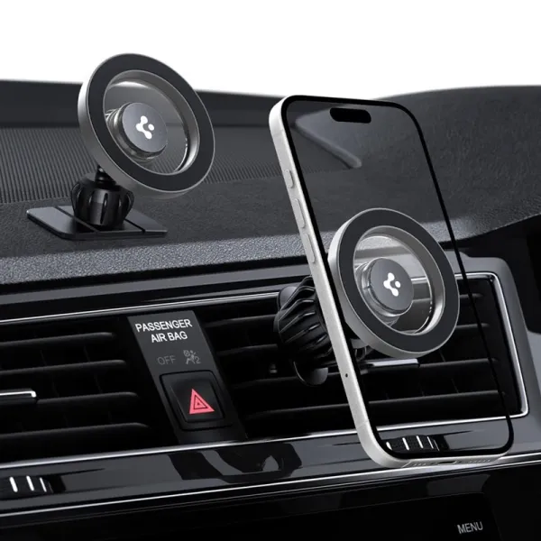 Spigen MFT13 Magnetic Dashboard & Vent Car Mount - Magnetic Car Holder MagSafe (Silver)