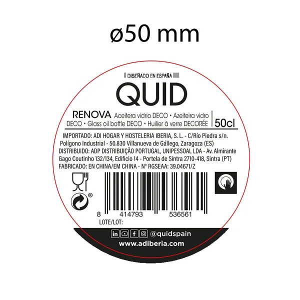 Масленка Quid Renova Прозрачный Cтекло 500 ml