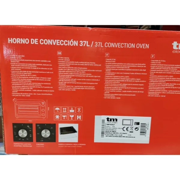 Konvekcinė krosnelė TM Electron 37 L 37 L 250ºC