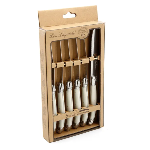 Mėsos peilių rinkinys Lou Laguiole Rustic Balta Metalinis 13 cm Mėsa (6 vnt.)