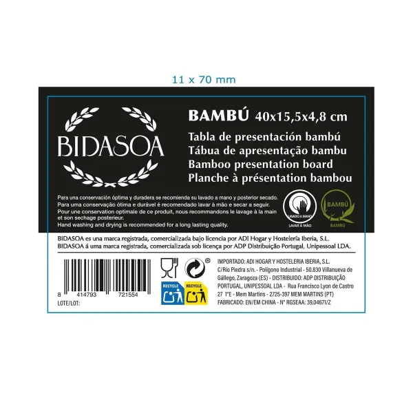 Suupistete alus Bidasoa Bambu Pruun Puit 40 x 15,5 x 4,8 cm