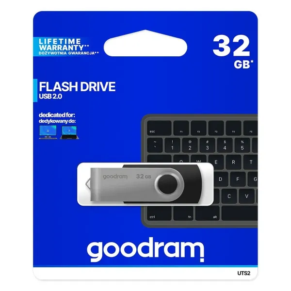 USB Zibatmiņa GoodRam UTS2 Melns Sudrabains 32 GB 5 MB/s-20 MB/s (1 gb.)