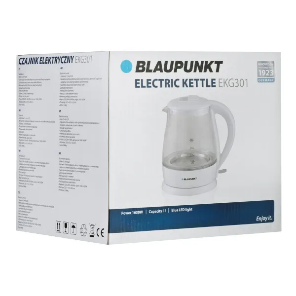Чайник Blaupunkt EKG301  Белый Cтекло Алюминий 1630 W 1 L