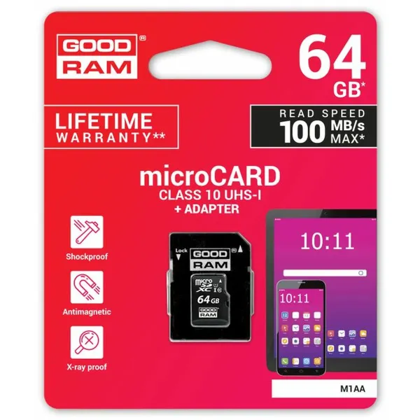 Mikro SD Atmiņas karte ar Adapteri GoodRam A0025034 Klase Nr. 10 / Klase 10 UHS-I 100 Mb/s