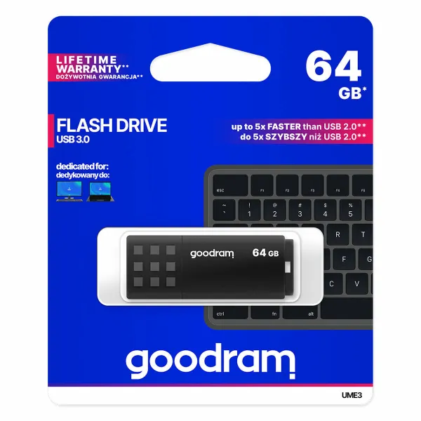 USB Zibatmiņa GoodRam UME3 Melns 64 GB