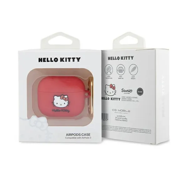 Hello Kitty Silicone 3D Kitty Head - Case for AirPods 3 (fuchsia)
