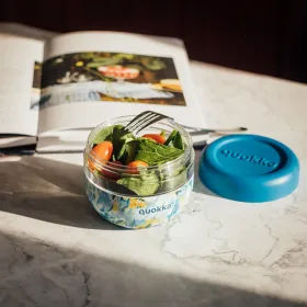 Quokka Bubble Food Jar - Food Container / Lunchbox 500 ml (Blue Peonies)