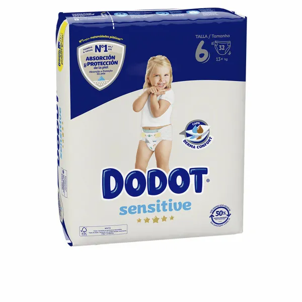 Kertakäyttövaipat Dodot Sensitive 6 +13 kg (32 osaa)