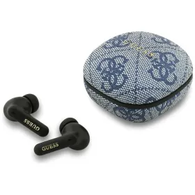 Guess 4G Classic Metal Logo - Bluetooth TWS ENC sluchátka + nabíjecí pouzdro (Modrá)