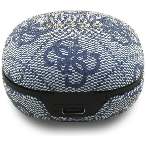 Guess 4G Classic Metal Logo - Bluetooth TWS ENC sluchátka + nabíjecí pouzdro (Modrá)