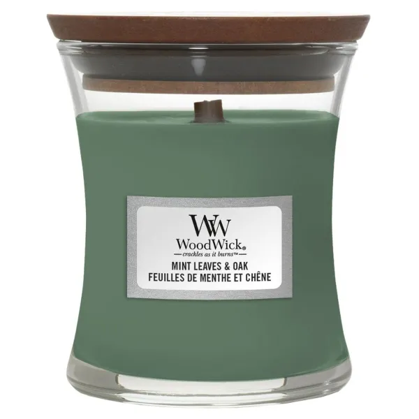 Aromatizuota žvakė Woodwick Mint Leaves & Oak 275 g