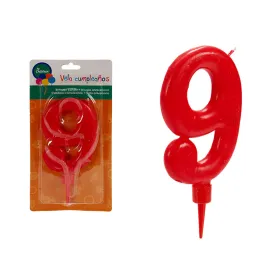 Küünal Sünnipäev Punane Numbrid 9 (12 Ühikut)