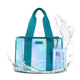 Case-Mate Large Travel Tote Bag – Waterproof Shoulder Bag with Phone Pouch (Emerald Blue Soap Bubble)