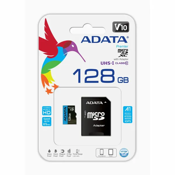 Micro-SD-Muistikortti Adapterilla Adata AUSDX128GUICL10A1-RA1 128 GB