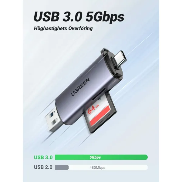 Kortelių skaitytuvas Ugreen 50706 Sidabras