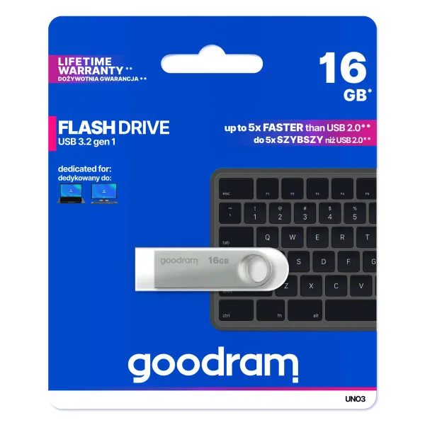 USB atmintukas GoodRam FLASHDRIVE Sidabras 16 GB