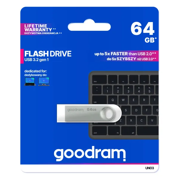USB atmintukas GoodRam UNO3-0640S0R11 Sidabras 64 GB