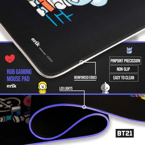 BT21 - Gaming/desk mat XXL with LED illumination (90 x 40 cm)