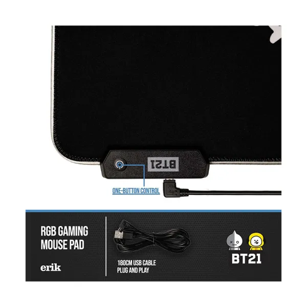 BT21 - Gaming/desk mat XXL with LED illumination (90 x 40 cm)