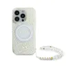 Guess IML Flowers Allover Electro With Pearl Strap MagSafe - Case for iPhone 16 Pro (White)