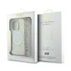 Guess IML Flowers Allover Electro With Pearl Strap MagSafe - Case for iPhone 16 Pro (White)