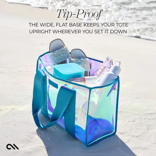 Case-Mate Large Travel Tote Bag – Waterproof Shoulder Bag with Phone Pouch (Emerald Blue Soap Bubble)