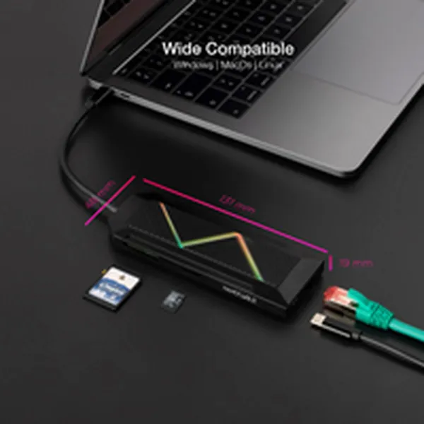 USB-C Hub NANOCABLE 10.16.0801 Black 100 W