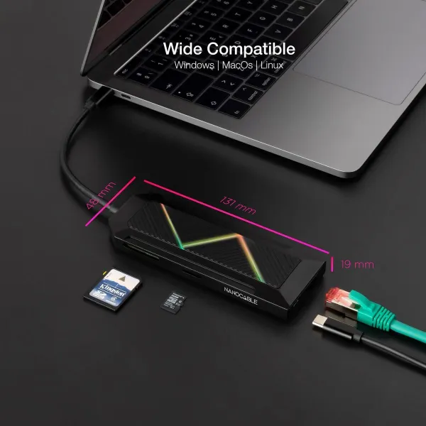 USB-C Hub NANOCABLE 10.16.0801 Black 100 W