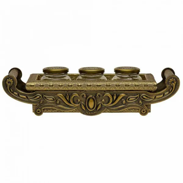 Tray Alexandra House Living Copper Glass Aluminium MDF Wood 17 x 7 x 43 cm