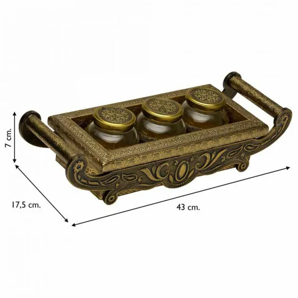 Padėklas Alexandra House Living Varinis stiklas Aliuminis Medžio MDF 17 x 7 x 43 cm