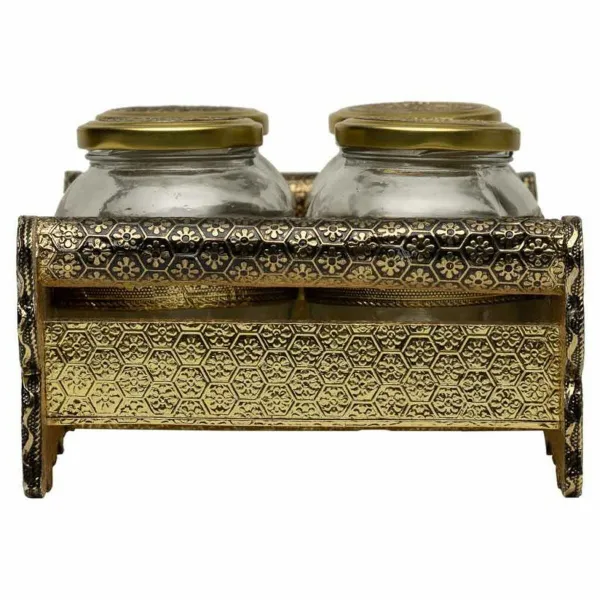 Tray Alexandra House Living Golden Glass Aluminium MDF Wood 13 x 6 x 25 cm