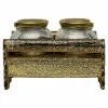 Tray Alexandra House Living Golden Glass Aluminium MDF Wood 13 x 6 x 25 cm