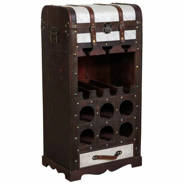 Butelių laikiklis Alexandra House Living Ruda PVC Medžio Metalinis Audinys 30 x 85 x 44 cm Dėžė