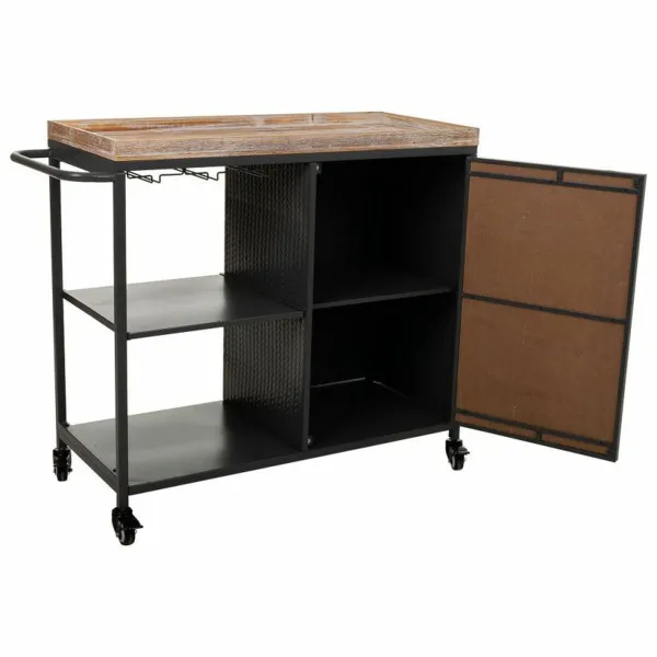 Bottle rack Alexandra House Living Brown Iron Fir wood 40 x 83 x 100 cm With wheels