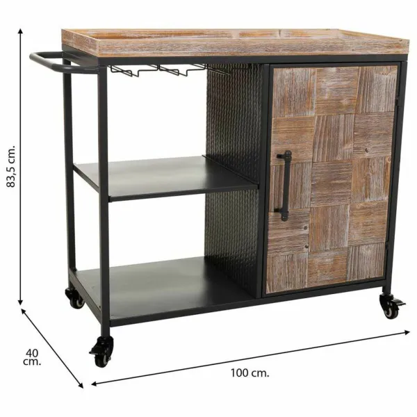 Pulloteline Alexandra House Living Ruskea Rauta Kuusi 40 x 83 x 100 cm Renkailla